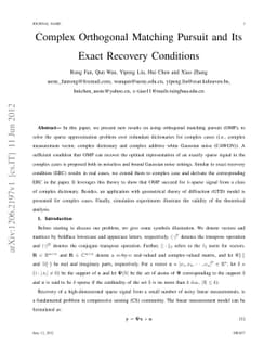 Complex Orthogonal Matching Pursuit and Its Exact Recovery Conditions