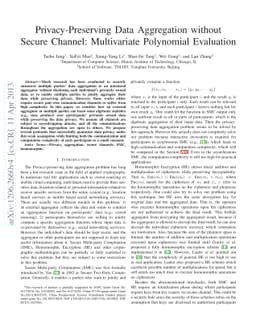 Data Aggregation without Secure Channel: How to Evaluate a Multivariate
  Polynomial Securely