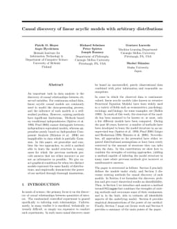 Causal discovery of linear acyclic models with arbitrary distributions