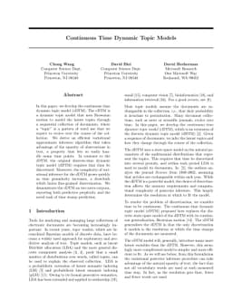 Continuous Time Dynamic Topic Models