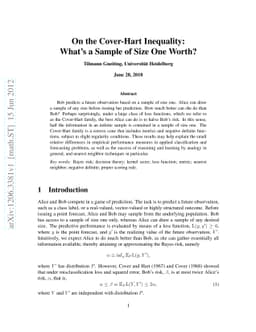 On the Cover-Hart Inequality: What's a Sample of Size One Worth?