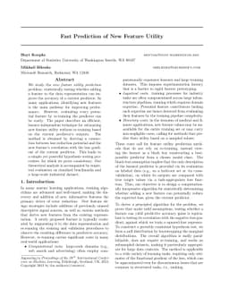 Fast Prediction of New Feature Utility