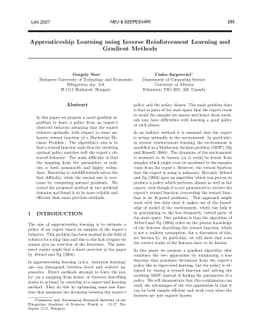 Apprenticeship Learning using Inverse Reinforcement Learning and
  Gradient Methods