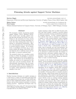Poisoning Attacks against Support Vector Machines