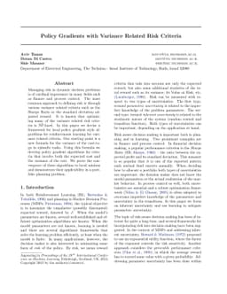 Policy Gradients with Variance Related Risk Criteria