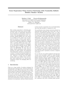 Gene Expression Time Course Clustering with Countably Infinite Hidden
  Markov Models