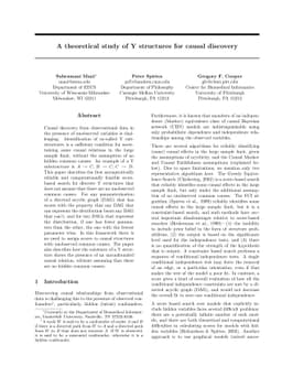 A theoretical study of Y structures for causal discovery