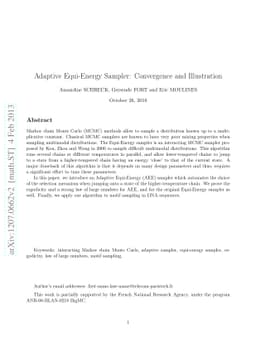 Adaptive Equi-Energy Sampler : Convergence and Illustration