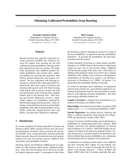 Obtaining Calibrated Probabilities from Boosting