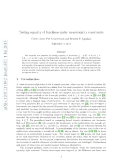 Testing equality of functions under monotonicity constraints