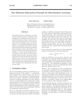 The Minimum Information Principle for Discriminative Learning