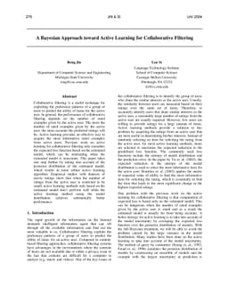 A Bayesian Approach toward Active Learning for Collaborative Filtering