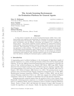 The Arcade Learning Environment: An Evaluation Platform for General
  Agents