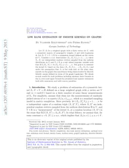 Low rank estimation of smooth kernels on graphs