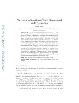 Two-step estimation of high dimensional additive models