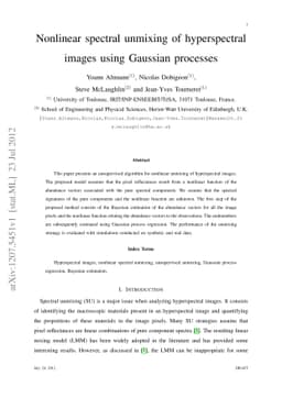 Nonlinear spectral unmixing of hyperspectral images using Gaussian
  processes