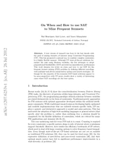 On When and How to use SAT to Mine Frequent Itemsets