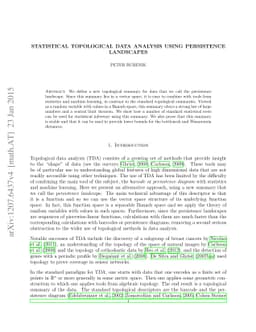 Statistical topological data analysis using persistence landscapes