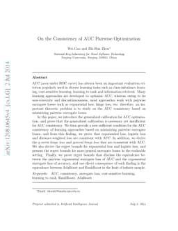 On the Consistency of AUC Pairwise Optimization