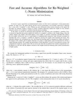 Fast and Accurate Algorithms for Re-Weighted L1-Norm Minimization