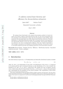 A uniform central limit theorem and efficiency for deconvolution
  estimators