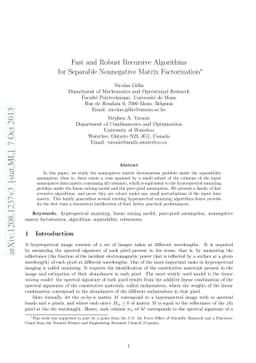 Fast and Robust Recursive Algorithms for Separable Nonnegative Matrix
  Factorization