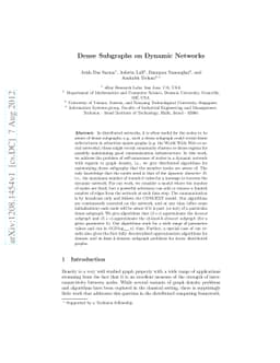 Dense Subgraphs on Dynamic Networks