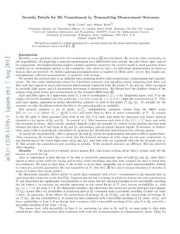 Security Details for Bit Commitment by Transmitting Measurement Outcomes