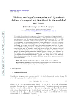 Minimax testing of a composite null hypothesis defined via a quadratic
  functional in the model of regression