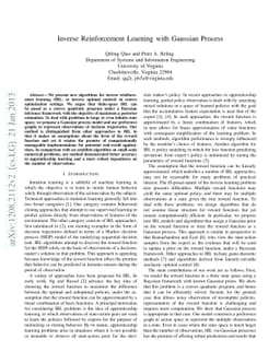Inverse Reinforcement Learning with Gaussian Process