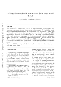 A Second-Order Distributed Trotter-Suzuki Solver with a Hybrid Kernel