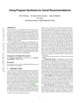 Using Program Synthesis for Social Recommendations