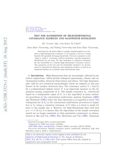 Test for bandedness of high-dimensional covariance matrices and
  bandwidth estimation