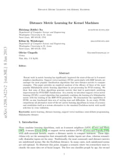Distance Metric Learning for Kernel Machines