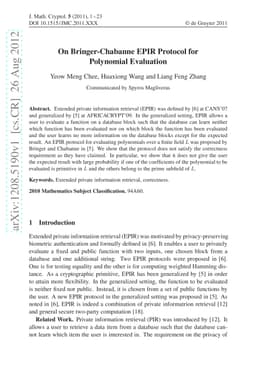 On Bringer-Chabanne EPIR Protocol for Polynomial Evaluation
