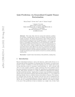 Link Prediction via Generalized Coupled Tensor Factorisation