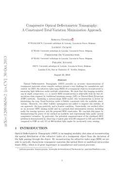Compressive Optical Deflectometric Tomography: A Constrained
  Total-Variation Minimization Approach