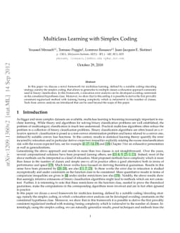 Multiclass Learning with Simplex Coding