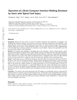 Operation of a Brain-Computer Interface Walking Simulator by Users with
  Spinal Cord Injury
