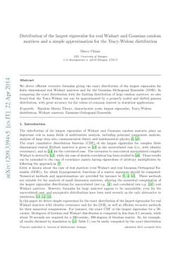 Distribution of the largest eigenvalue for real Wishart and Gaussian
  random matrices and a simple approximation for the Tracy-Widom distribution