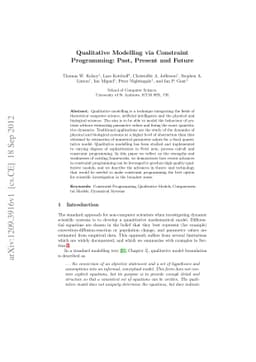 Qualitative Modelling via Constraint Programming: Past, Present and
  Future