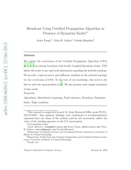 Broadcast Using Certified Propagation Algorithm in Presence of Byzantine
  Faults