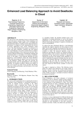 Enhanced Load Balancing Approach to Avoid Deadlocks in Cloud