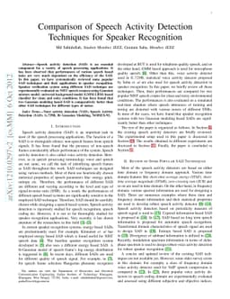 Comparison of Speech Activity Detection Techniques for Speaker
  Recognition