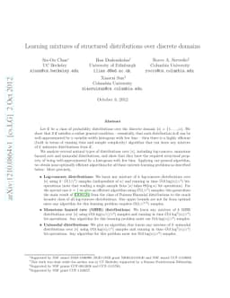Learning mixtures of structured distributions over discrete domains