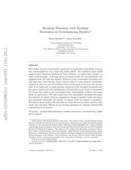 Breaking Monotony with Meaning: Motivation in Crowdsourcing Markets
