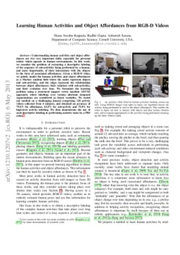 Learning Human Activities and Object Affordances from RGB-D Videos