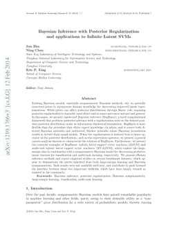 Bayesian Inference with Posterior Regularization and applications to
  Infinite Latent SVMs