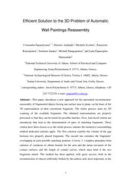 Efficient Solution to the 3D Problem of Automatic Wall Paintings
  Reassembly