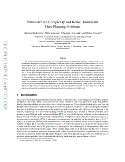 Parameterized Complexity and Kernel Bounds for Hard Planning Problems